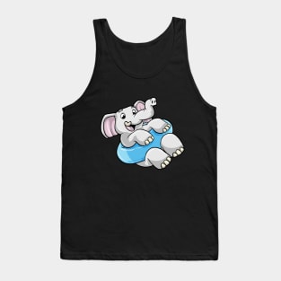 Elephant at Swimming with Swimming ring Tank Top